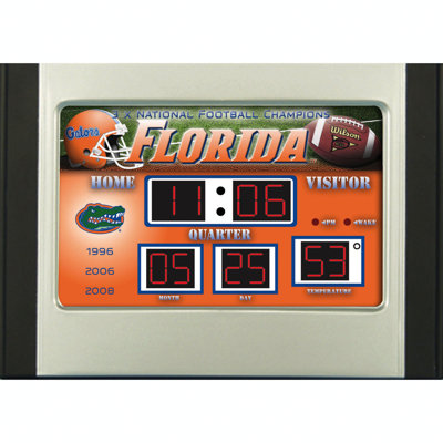 NCAA Traditional Digital Circuity Atomic Tabletop Clock with Alarm in Black