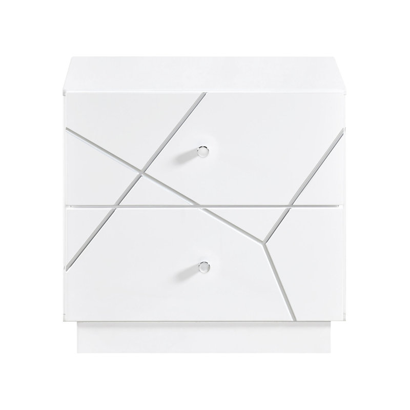 Ensemble de meubles de chambre à coucher glamour à 2 tiroirs et à motif géométrique 1 pièce