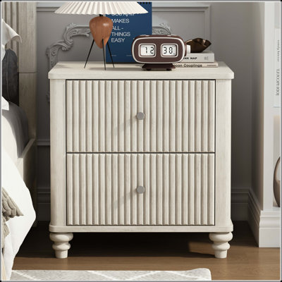 Fluted Nightstand with 3 Drawers –21.65” Wide