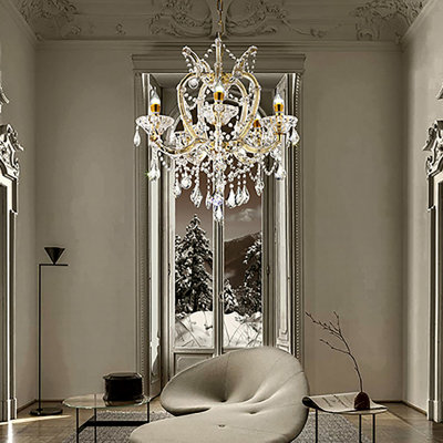 22"In Bella Petite Gold Crystal 5-Led Light Chandelier