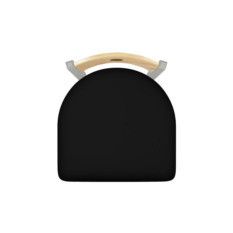 Tabouret pivotant Voltaire, Chêne naturel, Nickel anodisé, Siège en vinyle noir / dossier en érable naturel