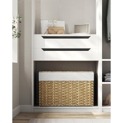 4 Pack Storage Baskets For Organizing, Cube Storage Bins For Shelves, Rectangle Storage Baskets With Handles, Woven Baskets For Storage, 12.7''Lx9''wx7.8''H, Brown