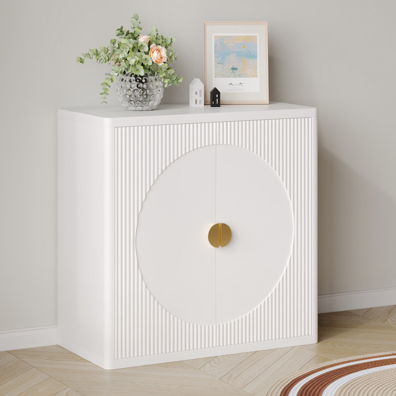 31.5" Fluted Sideboard Cabinet With Storage,wooden Buffet Cabinet With Two Buffer Doors And Three Adjustable Shelves,suitable For Dining Room,kitchen And Living Room