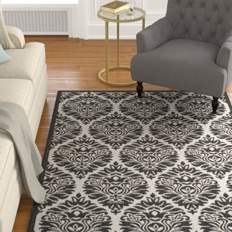 Emmanuel Damask Grey Area Rug