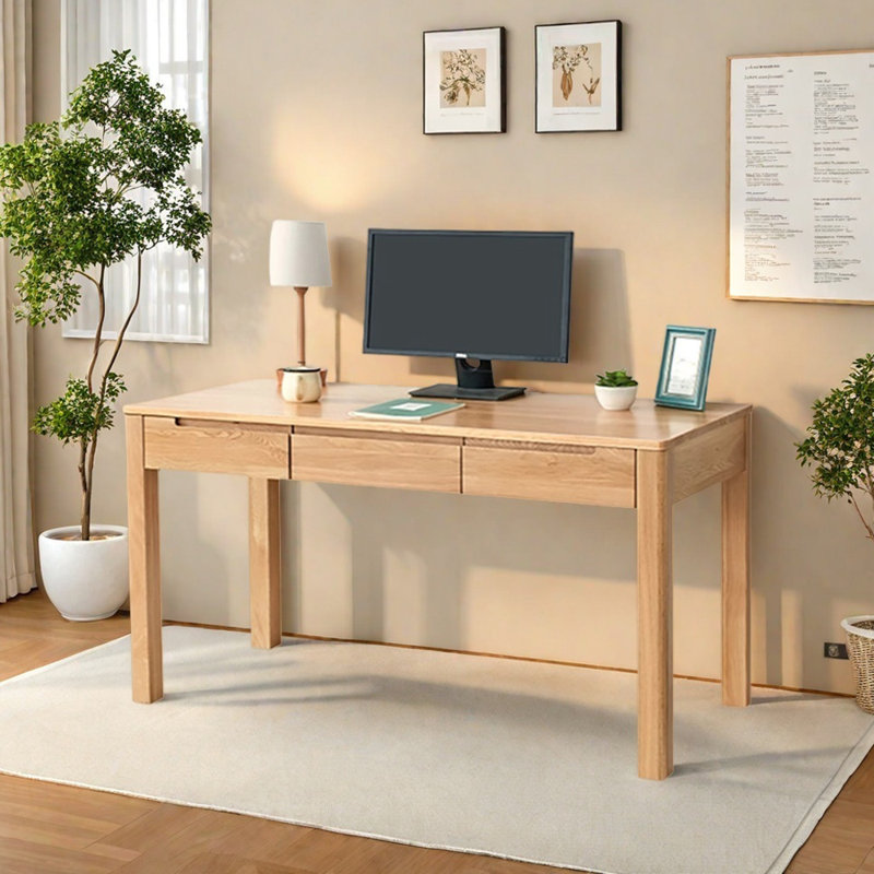 Bureau d'écriture simple et robuste en bois massif, H 29,52 po x l 55,11 po x P 27,55 po
