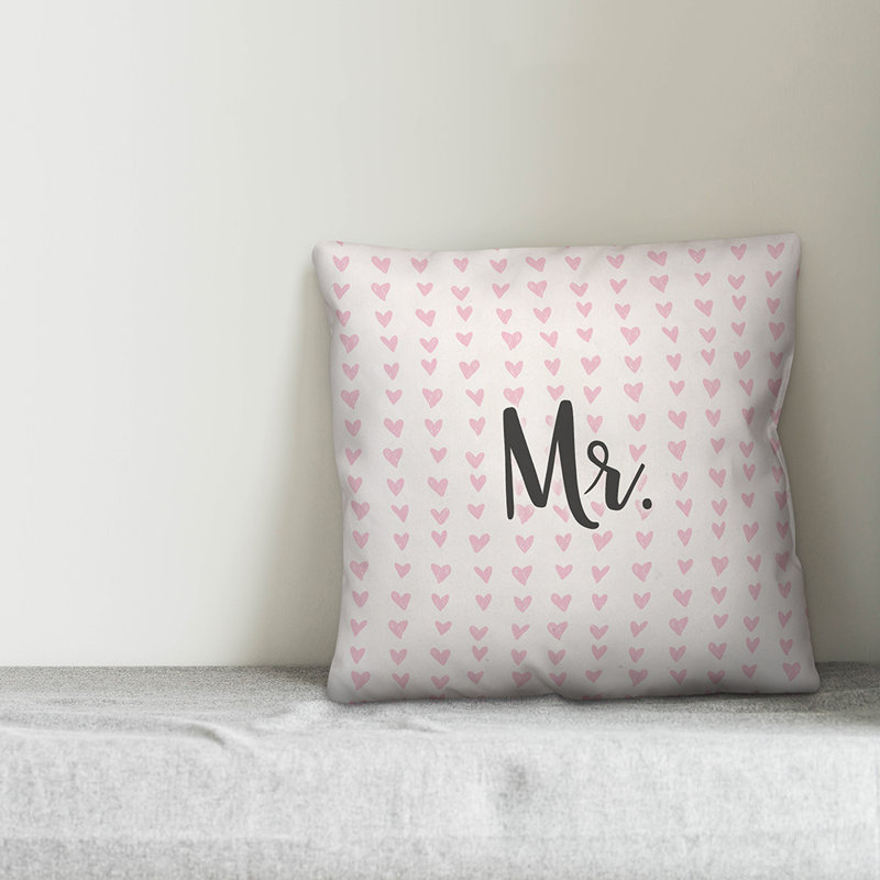 Mr. in Hearts Pattern Throw Pillow, Pillow Cover