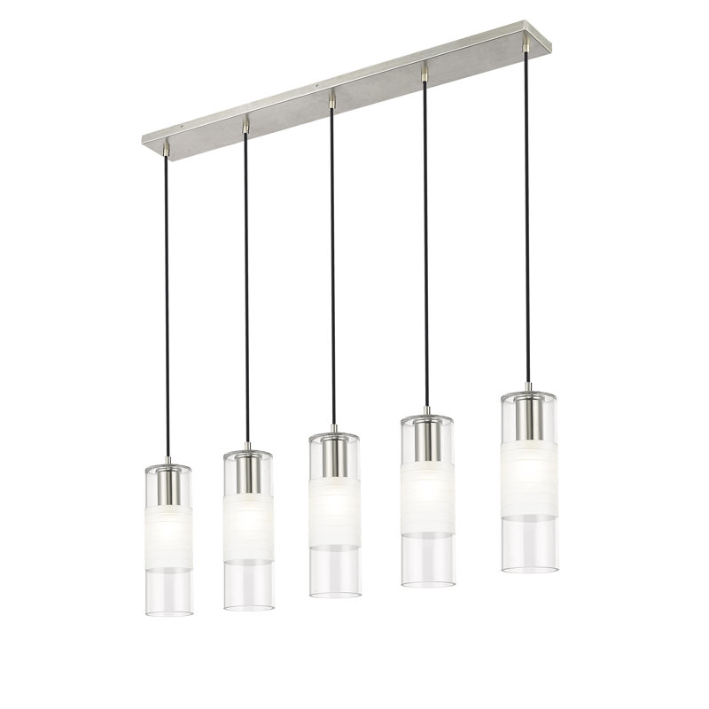 Preisler 5 - Light Steel Dimmable Kitchen Island Linear Chandelier, Brushed Nickel