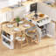 Îlot de cuisine 82,6 po avec table de salle à manger extensible pour 4 à 6 personnes, table d'îlot de cuisine avec prise de courant, table de cuisine avec rangement double-face-190777613-190777614