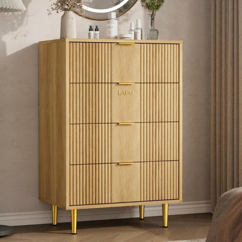 60 cm W Chest of 4 Drawers, Natural wood grain