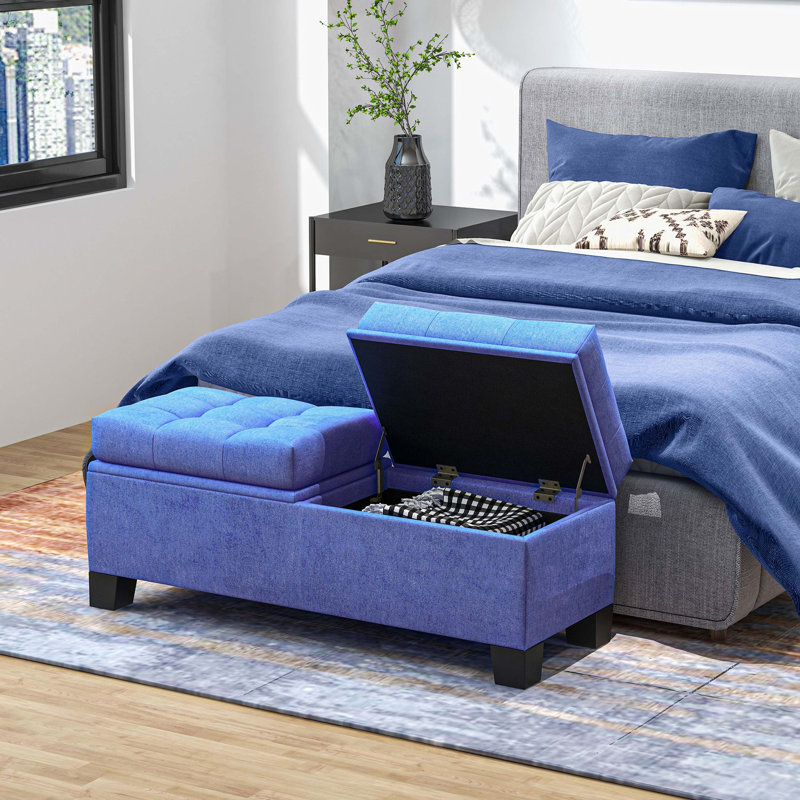Banc de rangement rabattable, Bleu très foncé