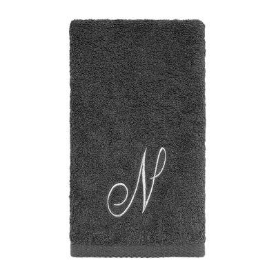 Winston Porter Granite/Silver Script Monogram Fingertip Towel Letter N