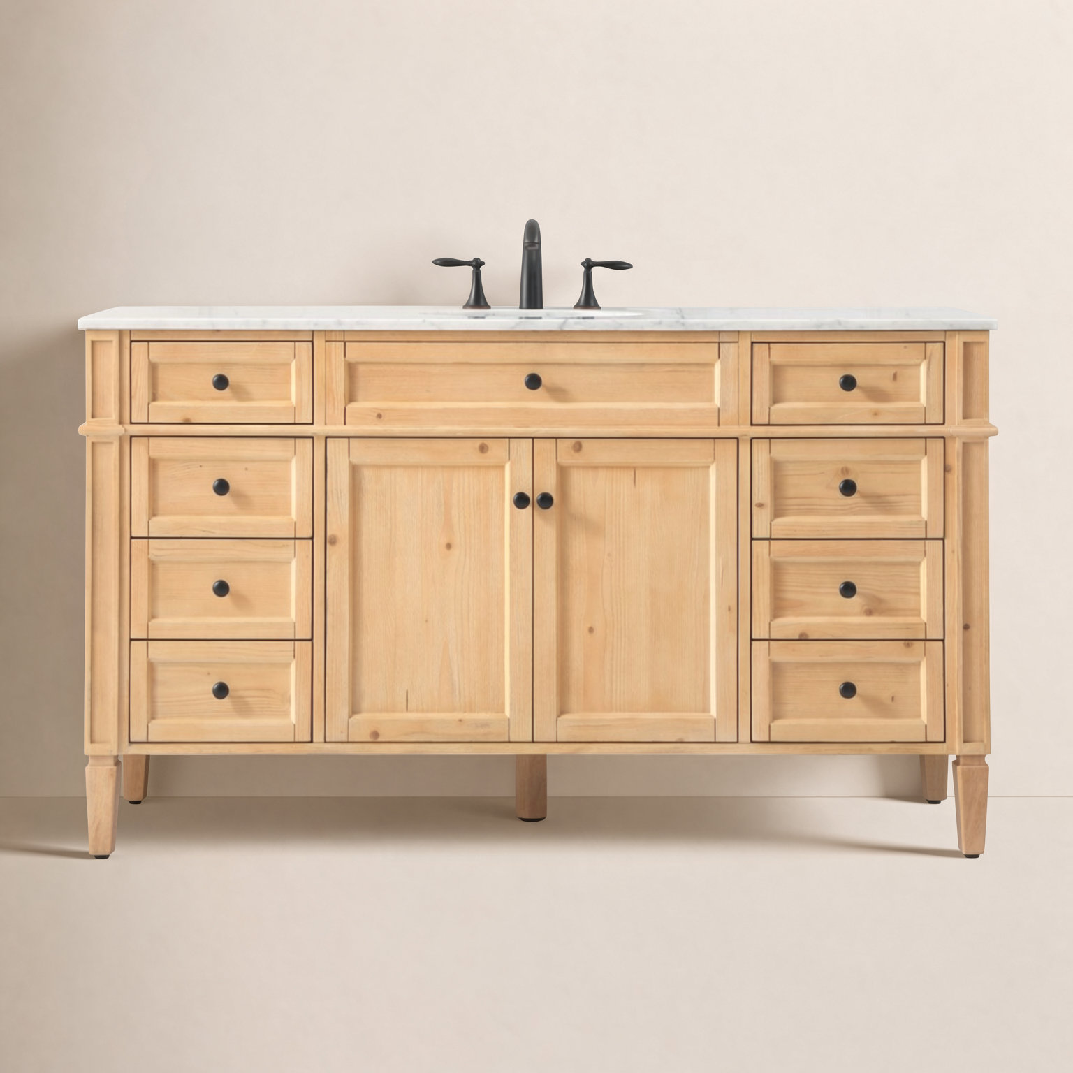 Rivers 60'' Single Bathroom Vanity, Natural Wood