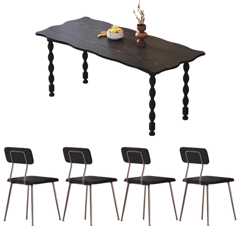 Ensemble de table de salle à manger Exquis, H 29,52 po x L 55,11 po x l 31,49 po, Noir, noir, noir, noir