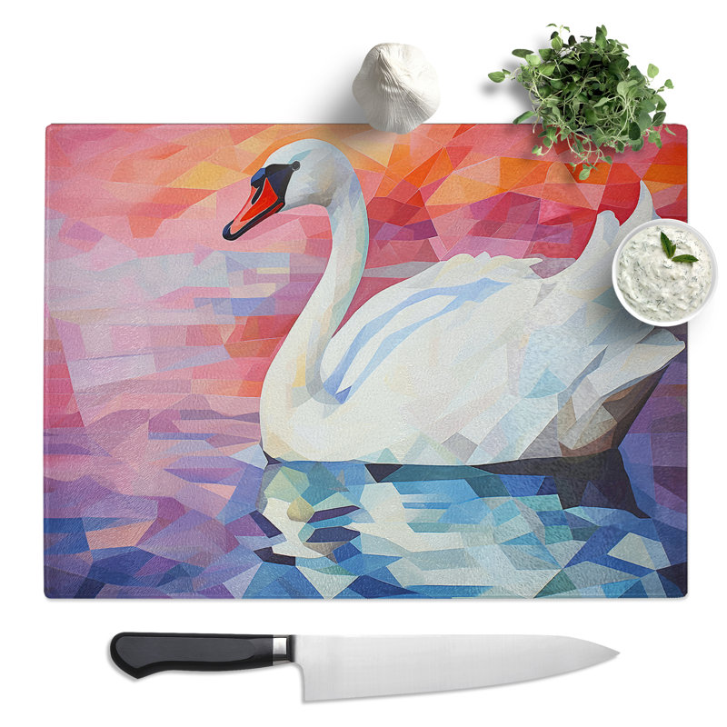 Swan Geometric  Glass Chopping Board