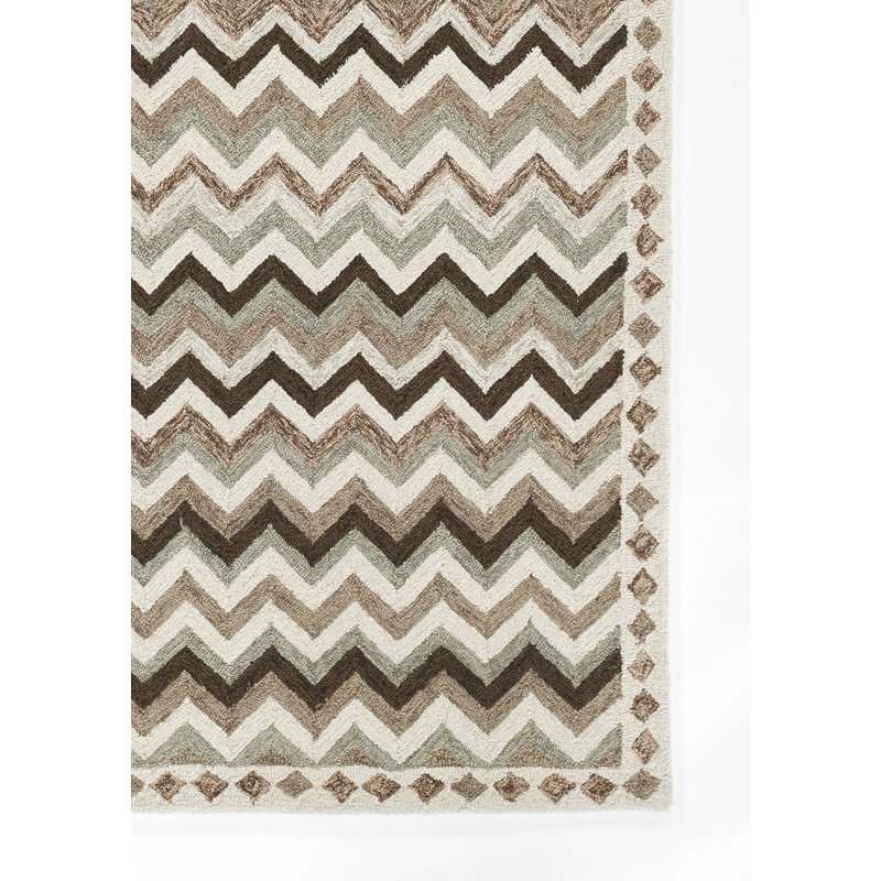Abbott Hand Tufted Wool Chevron / Zig Zag Area Rug in Tan, Rectangle 3'6" x 5'6"