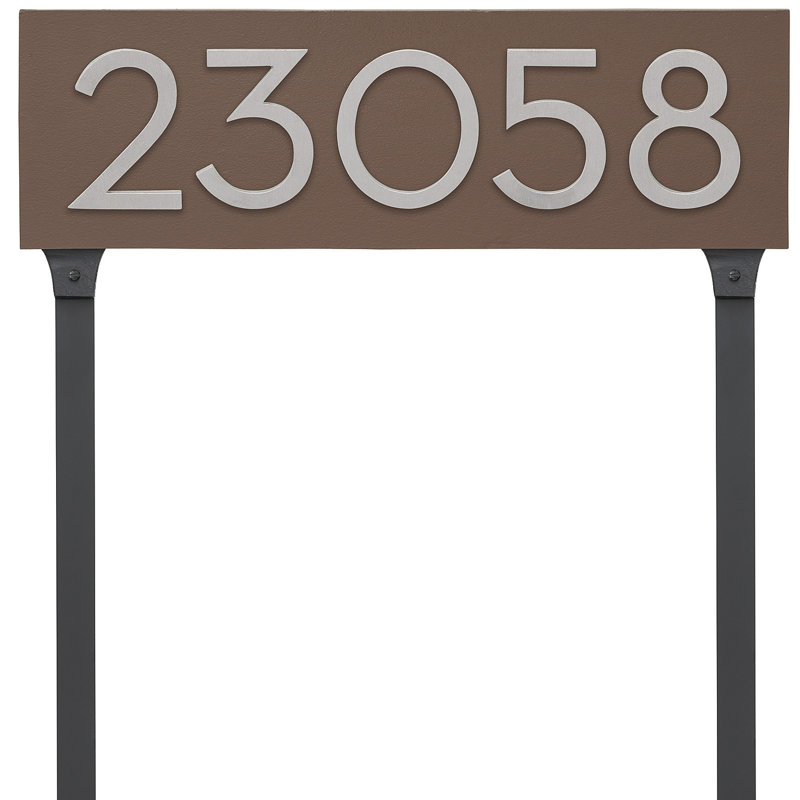 Panneau d'adresse flottant sur la pelouse sur 1 ligne, Aluminium brossé, Oui, Sable