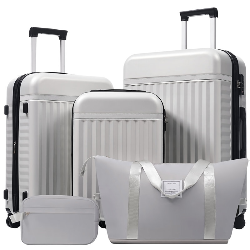 Luggage Set 5 Piece, Grey+White