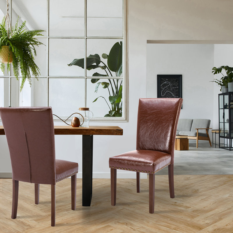 Darren-Lee PU Leather Upholstered Dining Side Chair, Brown