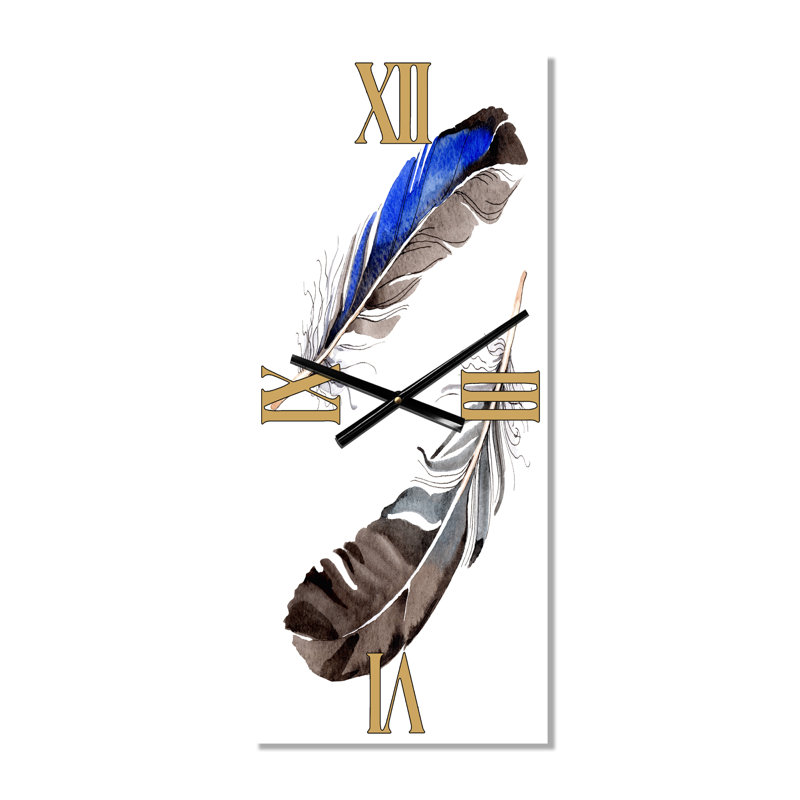 Horloge murale colorée Boho Feathers III - Bohème et éclectique, Grand