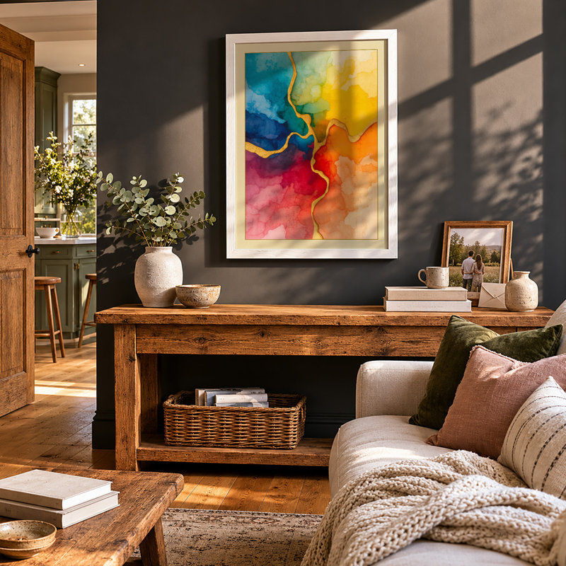 Flowing Colour Abstract - Print, A3 - 42.0 x 29.7 cm, White
