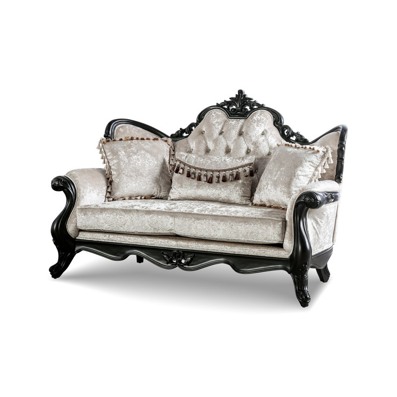 Causeuse rembourrée 70,5 po Tarver, Noir, Polyester beige