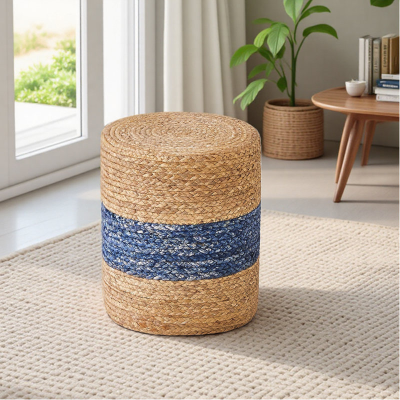 Repose-pieds rembourré, Jute bleu
