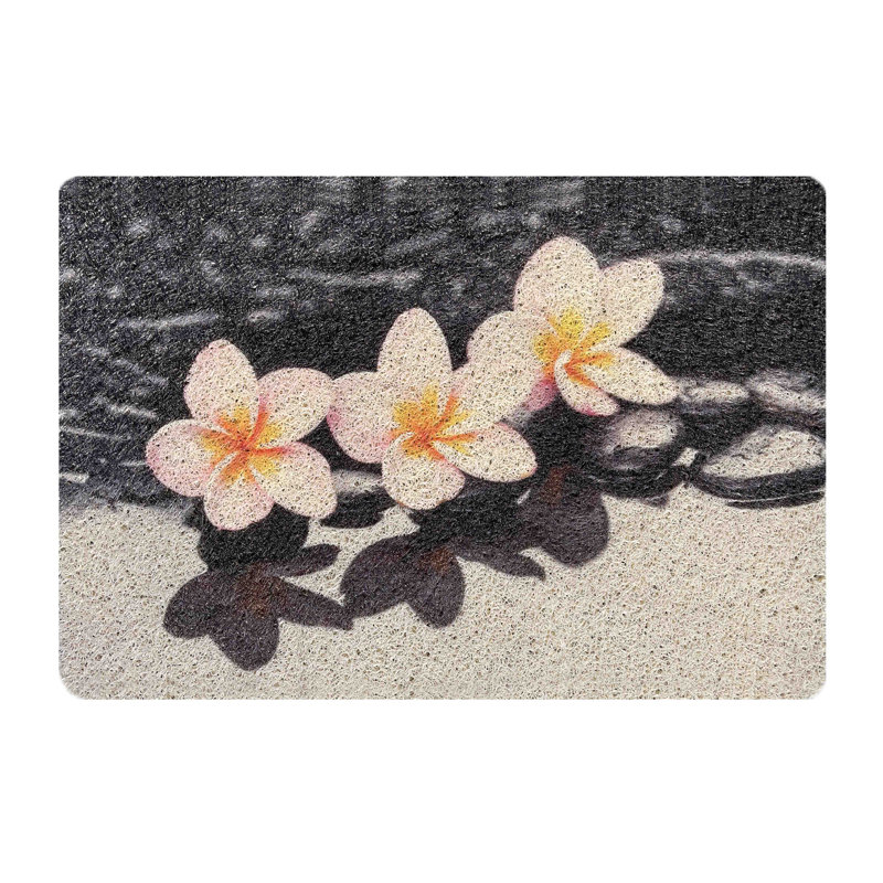 Paillasson noir, beige, floral, antidérapant et durable