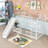 Twin Over Twin Metal Bunk Bed With Slide, Convertible Loft Design And Safety Guardrail-1649801302