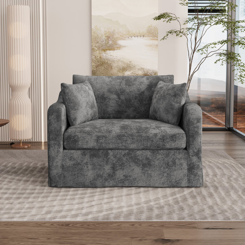 Fauteuil d'appoint rembourré surdimensionné 45,1 po, Gris anthracite