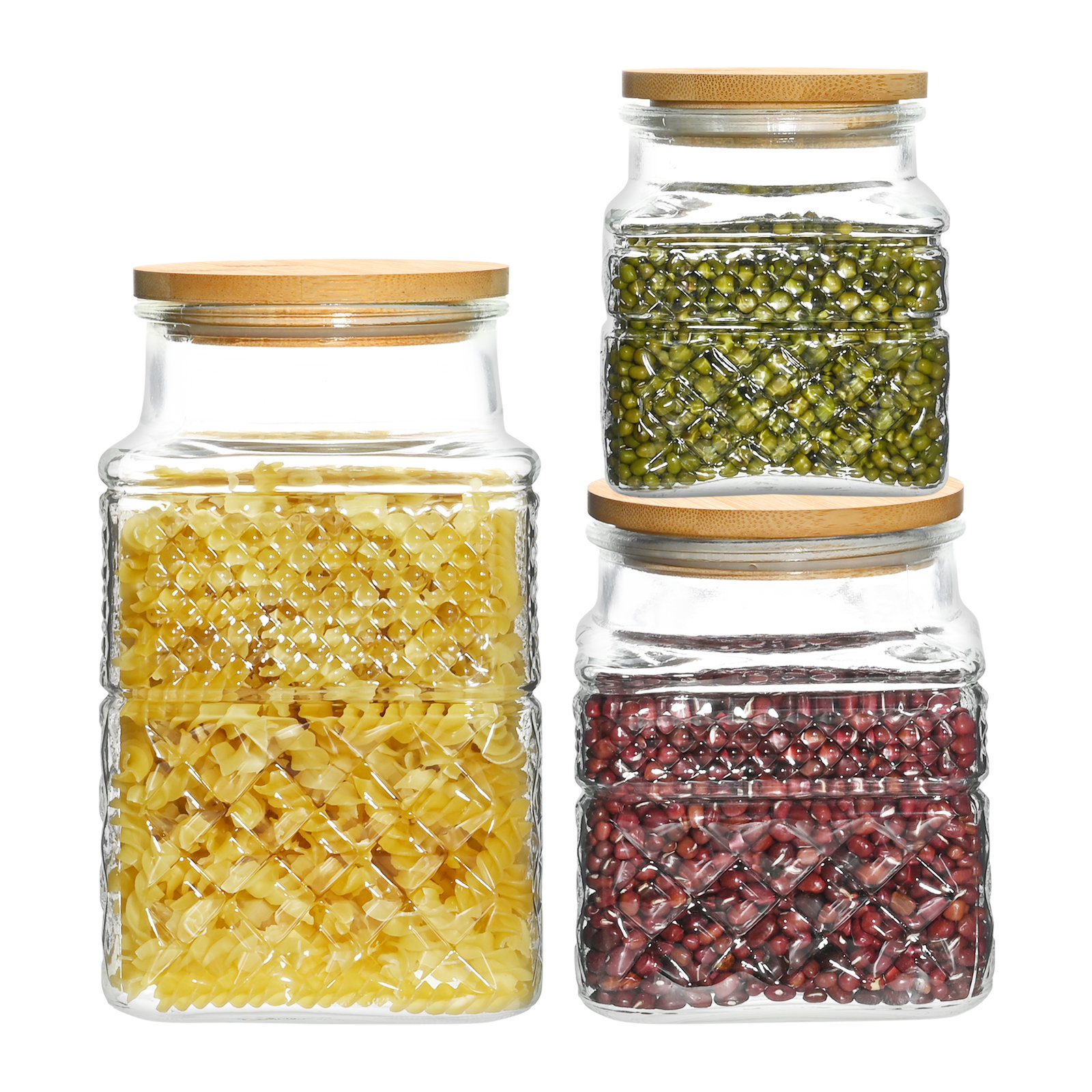 Gracie Oaks Glass Jar - Set of 3 | Wayfair