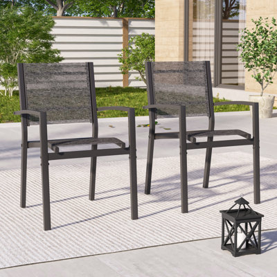 2set Powder-coated Steel Outdoor Dining Armchair