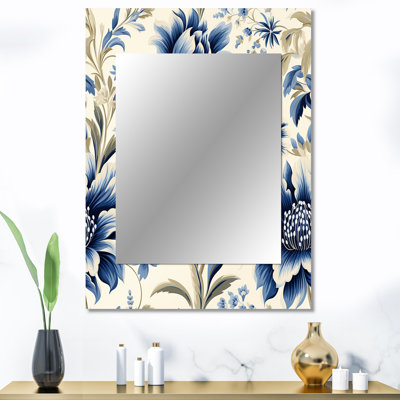 Bacchi bleu victorien ikat floral harmonie - miroir mural floral unique