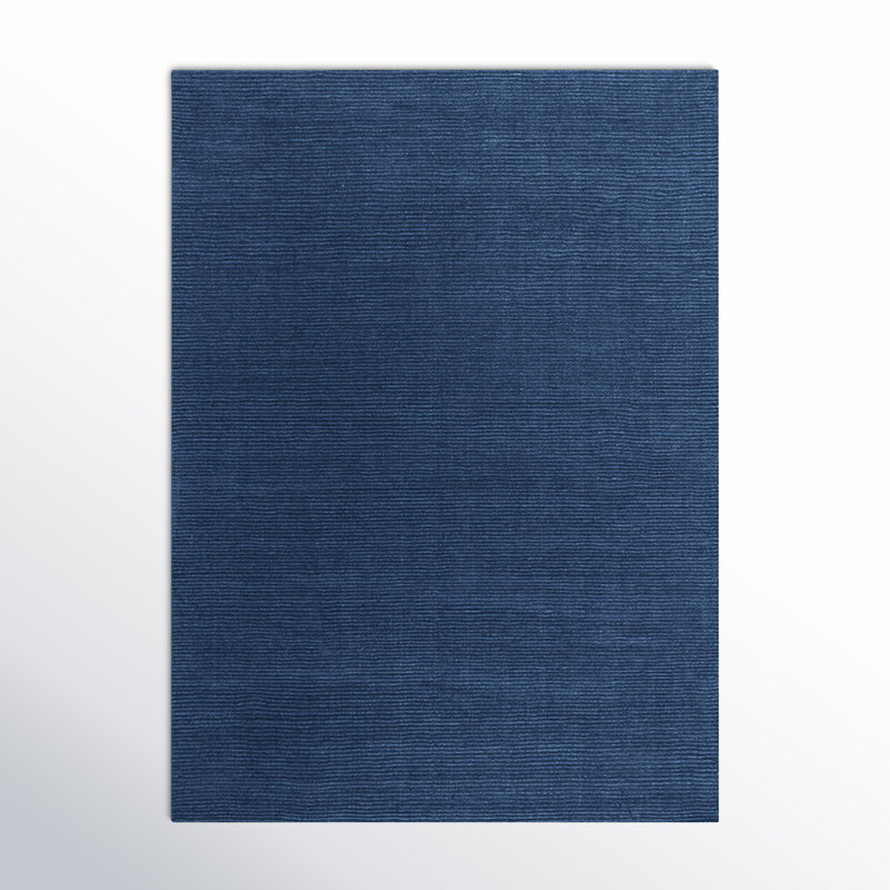 Crowe Handmade Wool Dark Blue Area Rug, Rectangle 7'6" x 9'6"