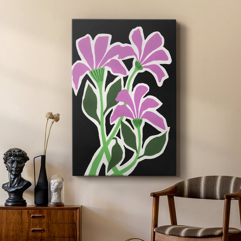 Pop Flowers V -Custom Wrapped Gallery Cavas, 18" H x 12" W