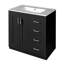 Lavabo de salle de bain avec meuble-lavabo Sarba, céramique, chrome, bois noir 30 po-124811907