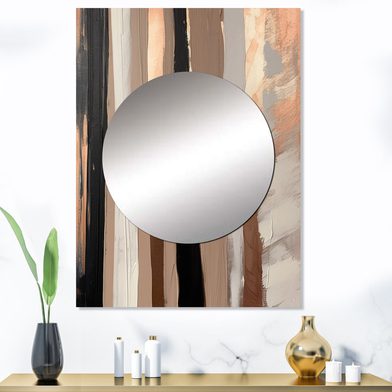 Alafaya Brown And Black Beyond Boundaries IV - Abstract Unique Wall Mirror Decor, Brown Large Mirror, Printed Metal Art