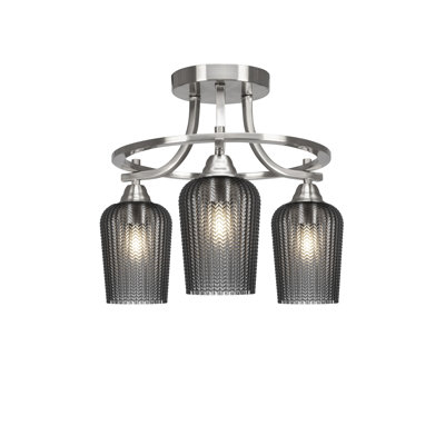 Ceciel Paramount 3 Light Semi-Flush With 5" Textured Glass