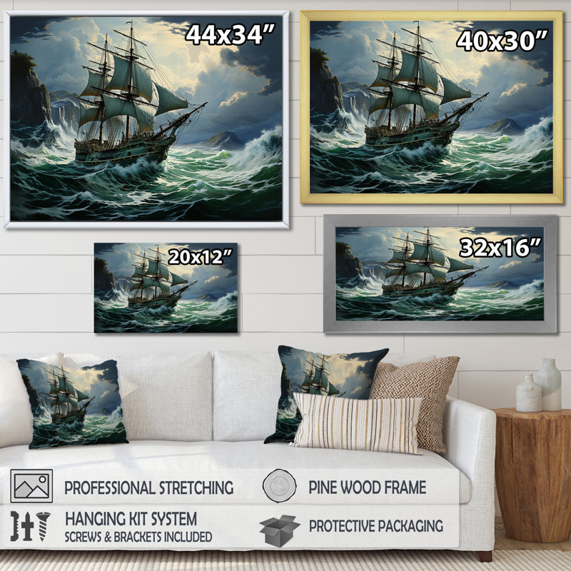 Pirate Sea Sovereigns I - Décoration murale pirate, H 24 po x l 32 po x P 1 po, Cadre photo blanc