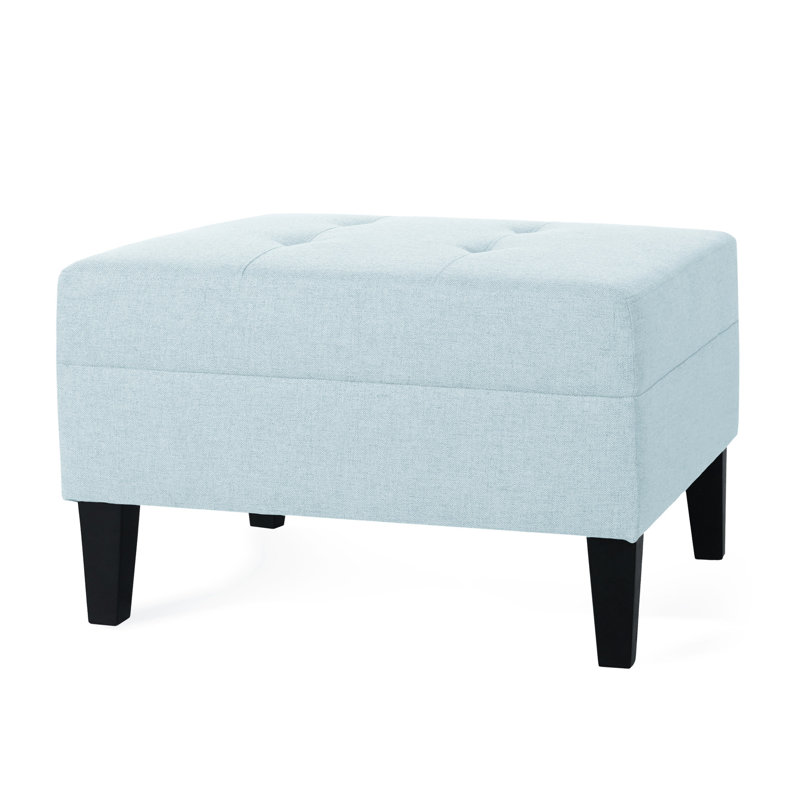 Tissu bleu avec pieds en bois. Bouleau pour la durabilité. L 28,68 po x P 23,66 po. H 18,46 po. Support de siège confortable. 23,66 po. 28,68 po. 18,46 po. Coquille extérieure