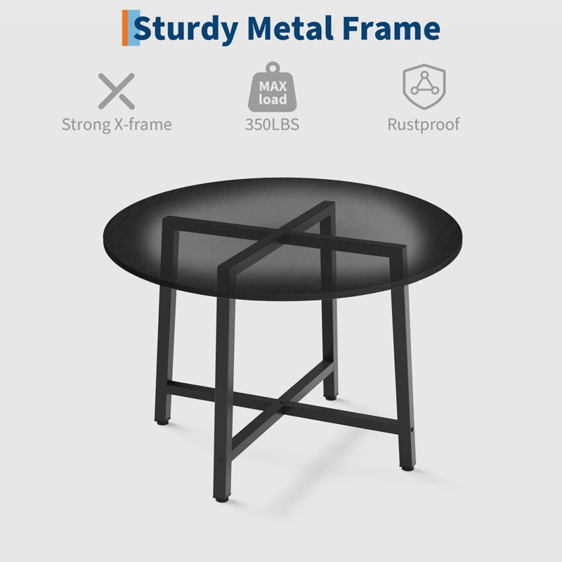 Table de salle à manger ronde 31,5 po pour 4 personnes - Table ronde en bois moderne avec structure en métal industriel, peu encombrante pour les appartements et les coins repas (sans chaises)