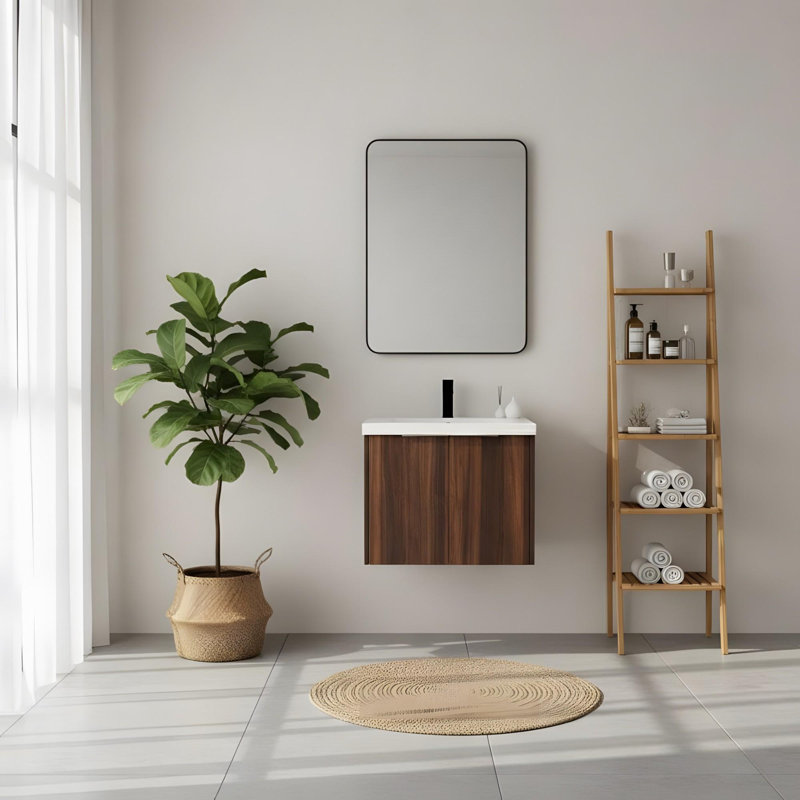 Meuble-lavabo à fermeture en douceur avec lavabo, Noyer de Californie, 29"
