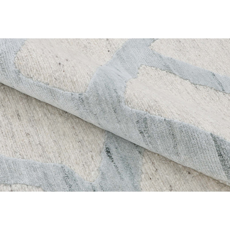Hand Knotted Wool Area Rug in Teal, Rectangle 10' x 14'