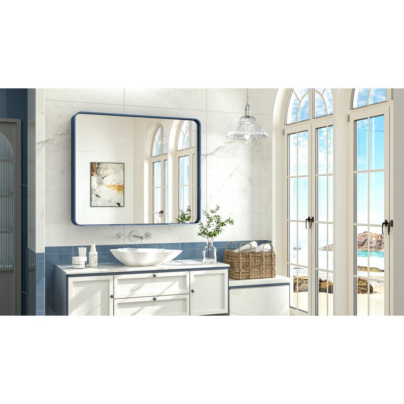 Miroir d'appoint Tyro, 42 po x 36 po, Bleu, Rectangulaire
