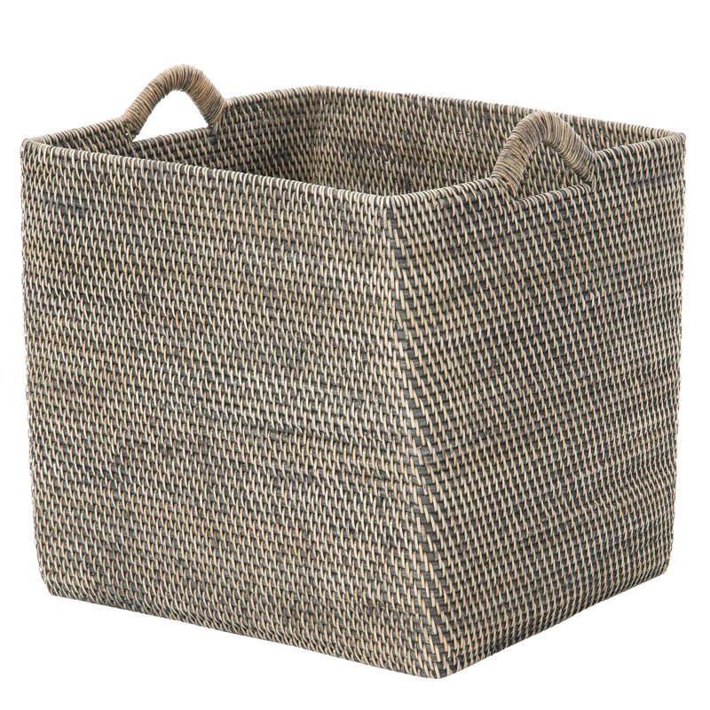 Beachcrest Home™ Simran Rattan Basket, Black Wash