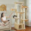 Arbre à chat robuste à plusieurs niveaux avec jouets suspendus et plateformes spacieuses, parfait pour les grands chats et les intérieurs modernes-580558882