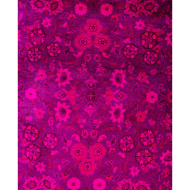 Overdyed Hand-Knotted Wool Modern-Contemporary Pink Area Rug 6' 1" x 6' 1"