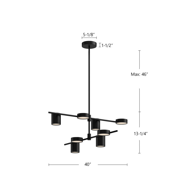 Jayden 8 - Light LED Chandelier, Black/Brushed Gold