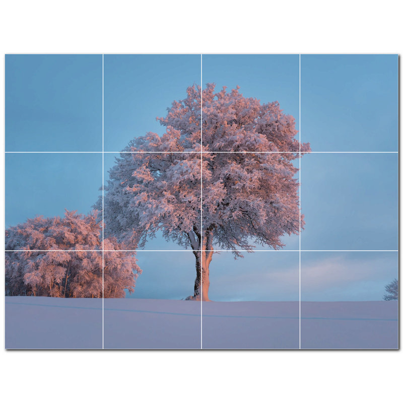 Murale décorative en céramique 8 po x 8 po Trees