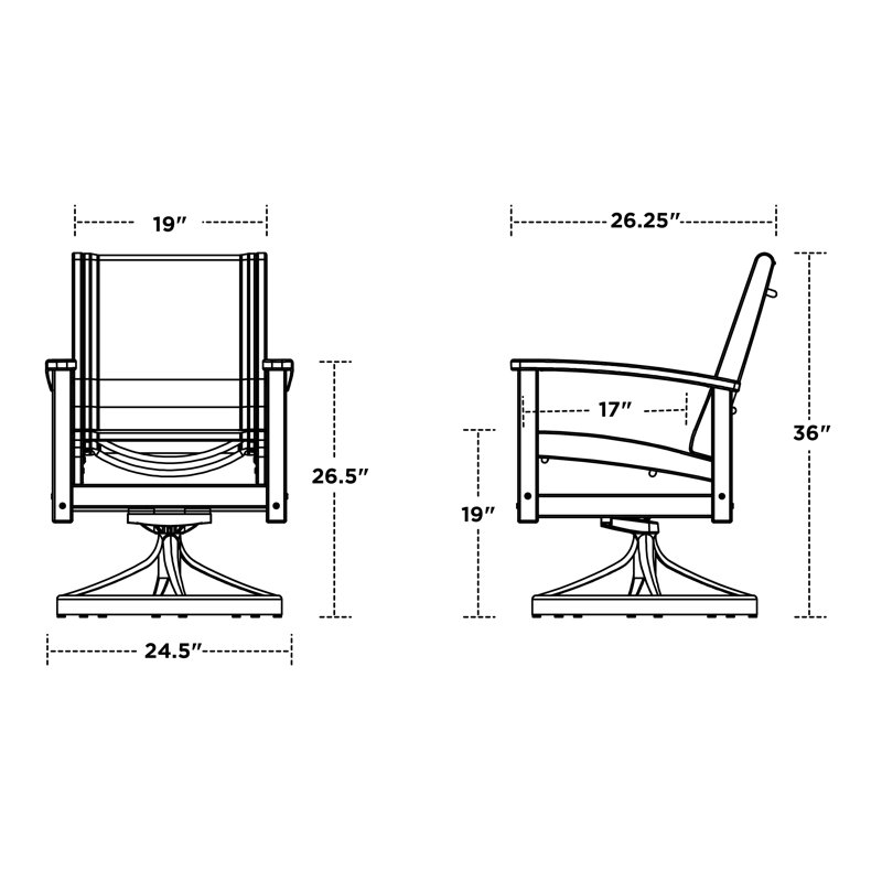 Chaise berçante pivotante POLYWOOD Coastal, Marine, Blanc satiné / blanc