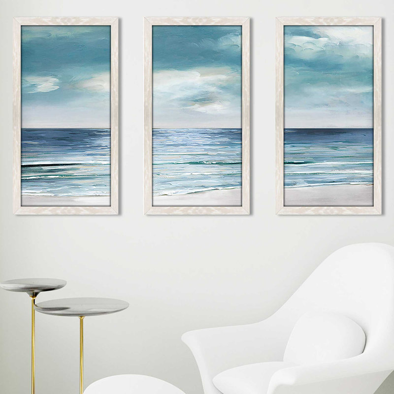 «Blue Silver», reproduction de 3 pièces sur acrylique, H 25,5 po x l 40,5 po x P 1 po